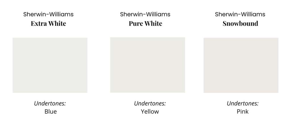 Extra White, Pure White, Snowbound的比较